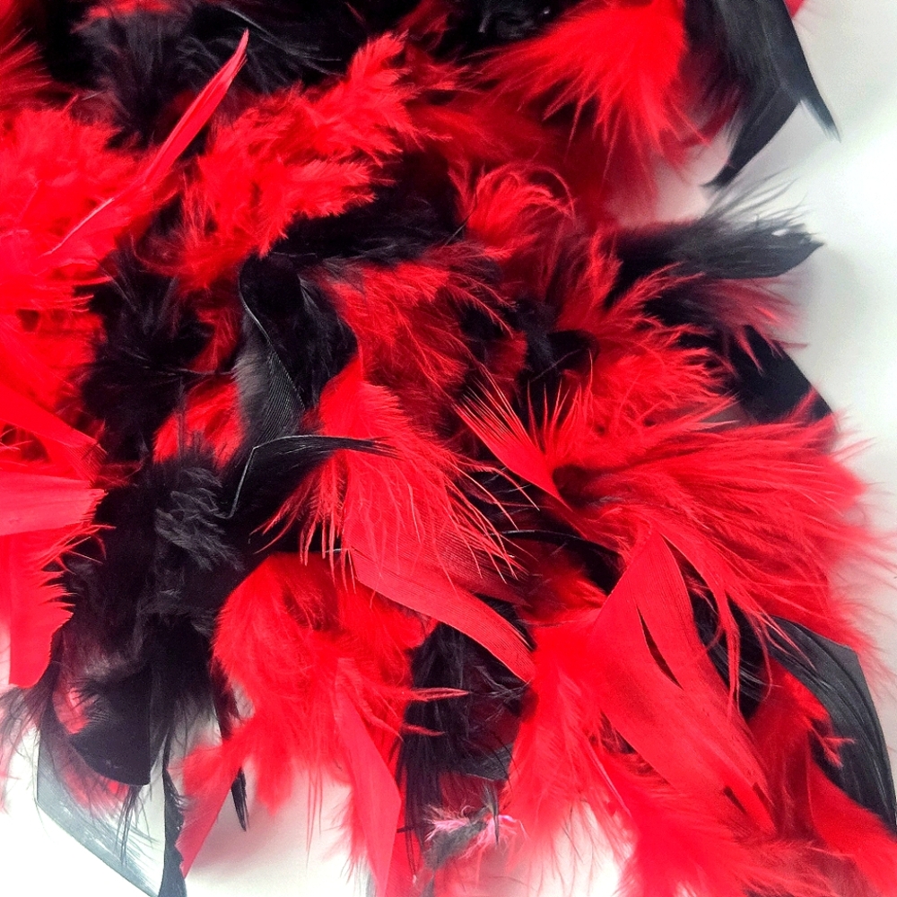Red & Black Feather Boa, 72" Two-Tone Costume Accessory - Picture 2 of 2